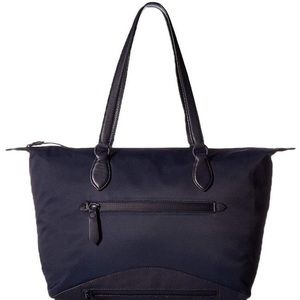 Cole Haan Zerogrand Travel Work Navy Blue Nylon and Leather Tote Bag